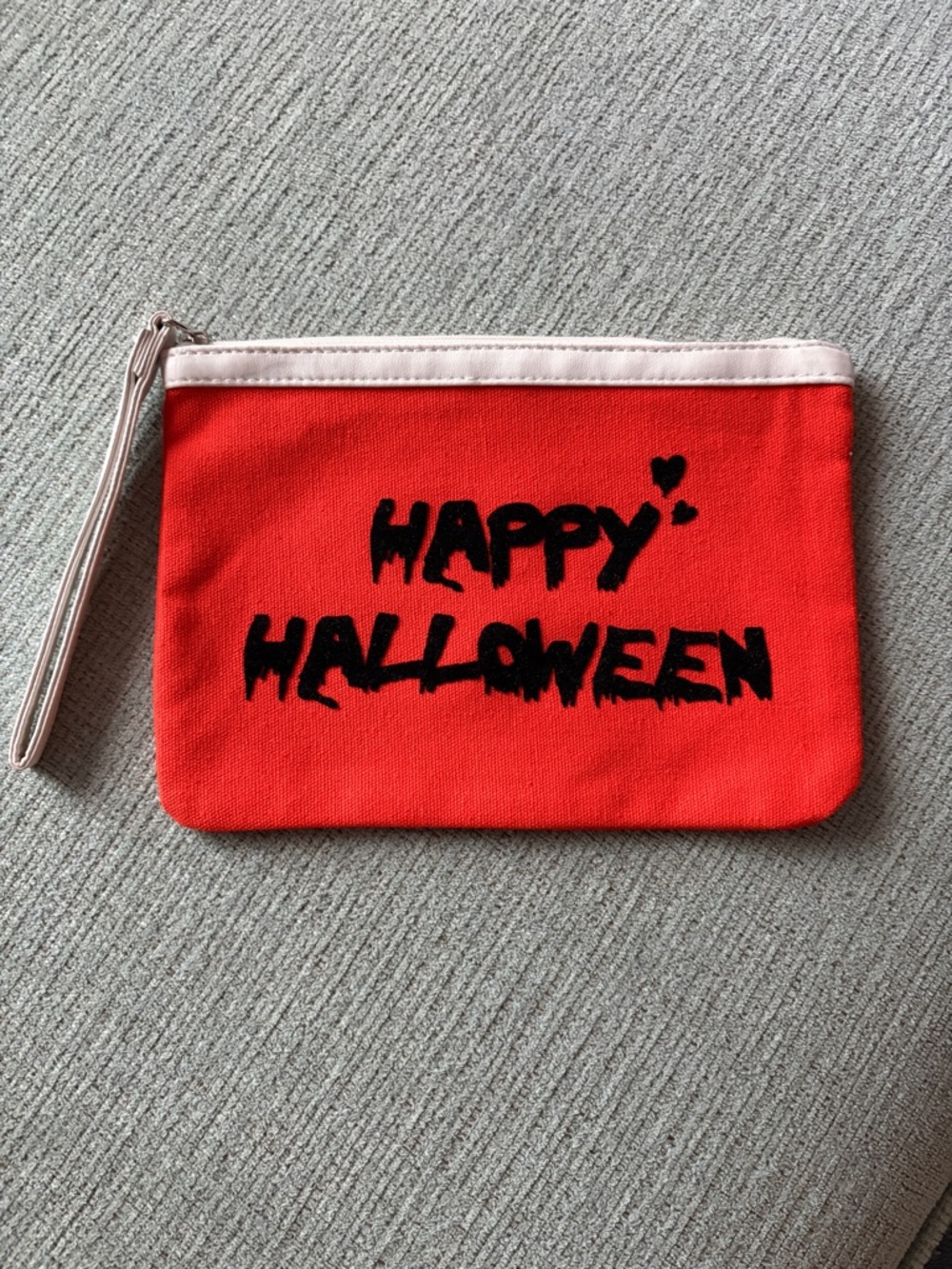 Global Work Japanese Brand Happy Halloween Red Canvas Wristlet Pouch